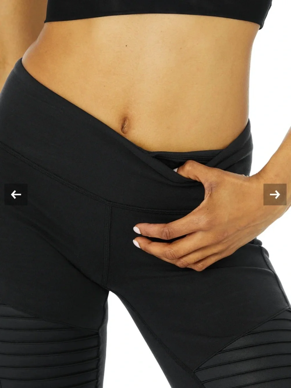 ALO Yoga Black Moto Ribbed High-Waist Leggings Size M